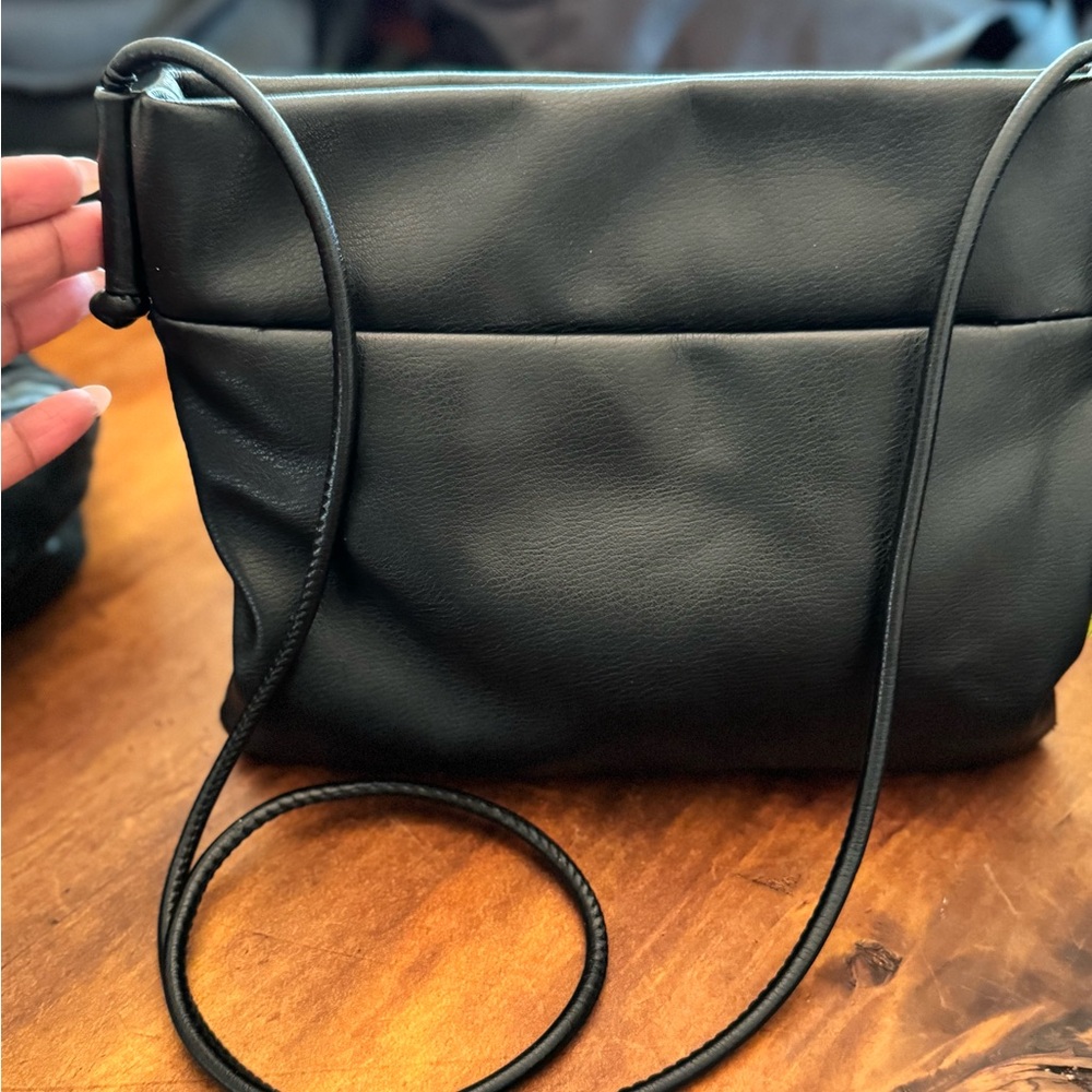Elizabeth and James Classic Buttery Soft Black Leather Crossbody Bag